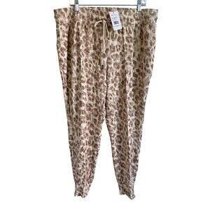 Skinnygirl Overruled Jogger Animal Print Drawstring Pants Pockets Women's 1X NEW
